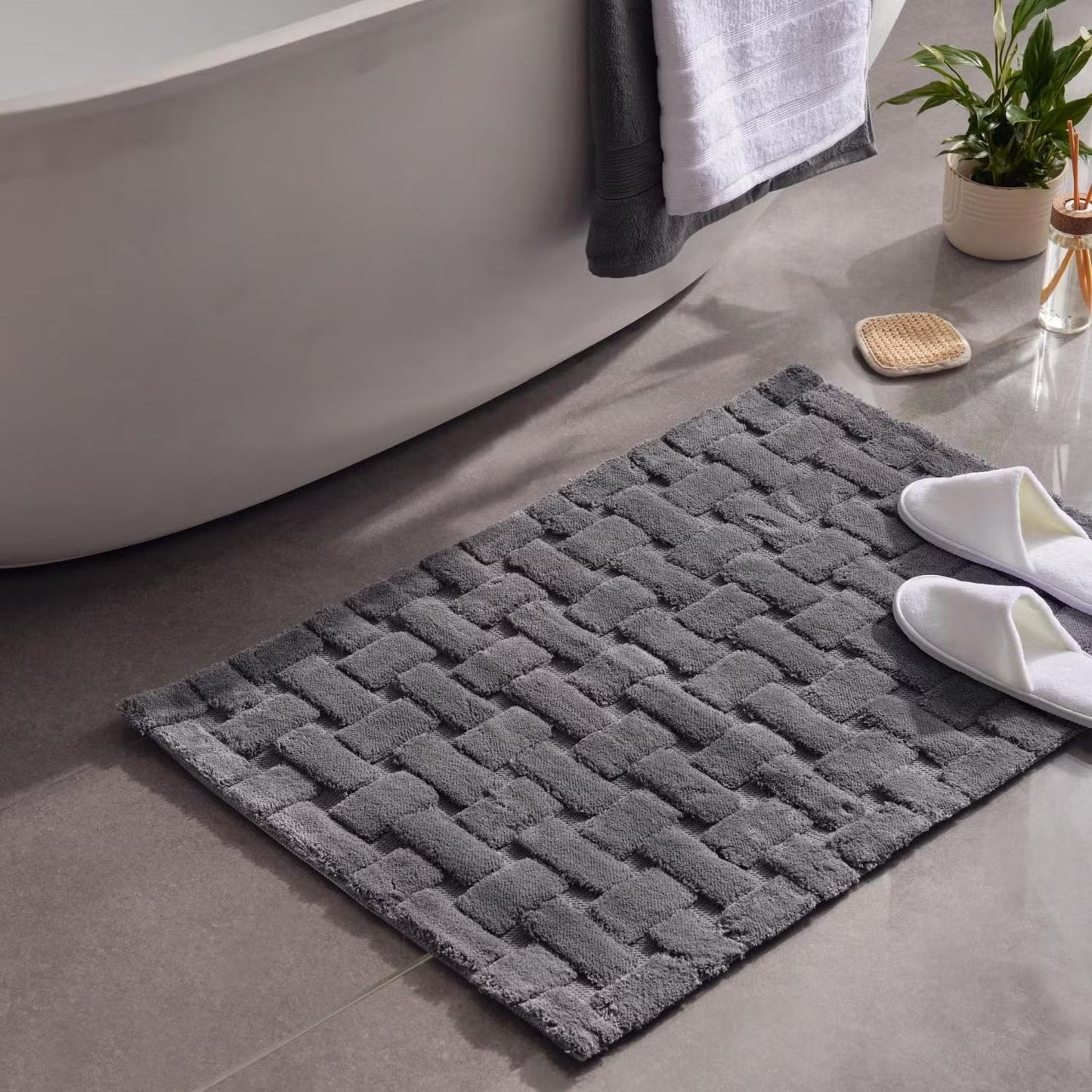 Jacquard Bathmat, 70x120 cm, Dark Grey