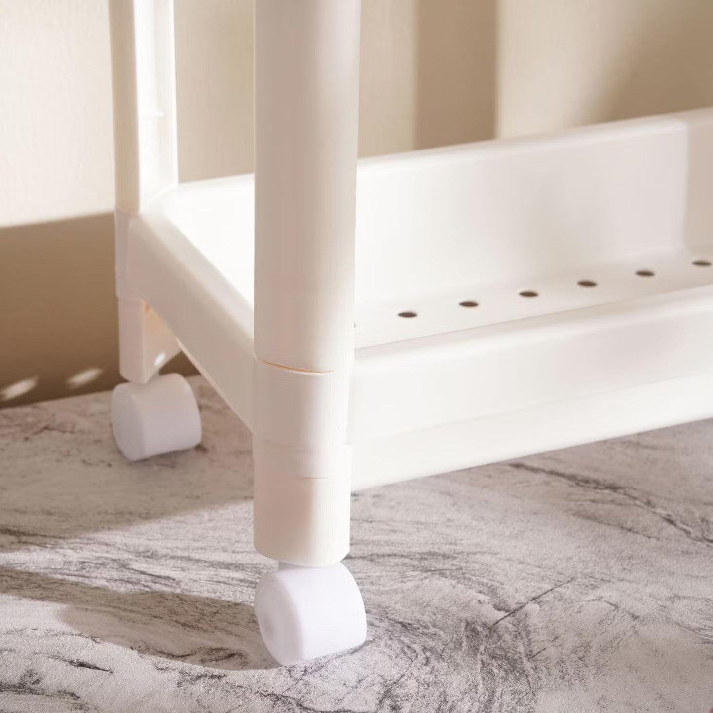 3-Tier Narrow Kitchen Storage Rack with Wheels, White
