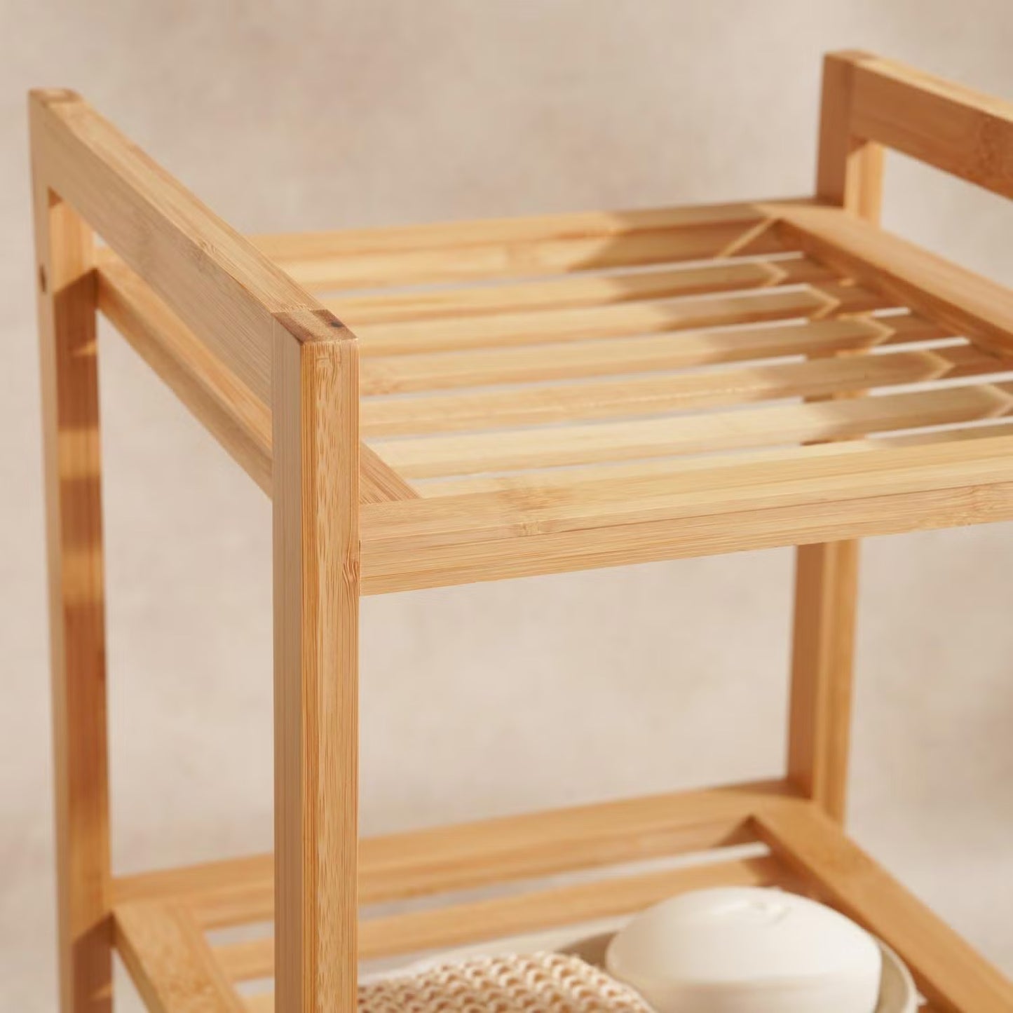 3-Tier Bamboo Bath Rack, 30x30x57cm, Natural Finish