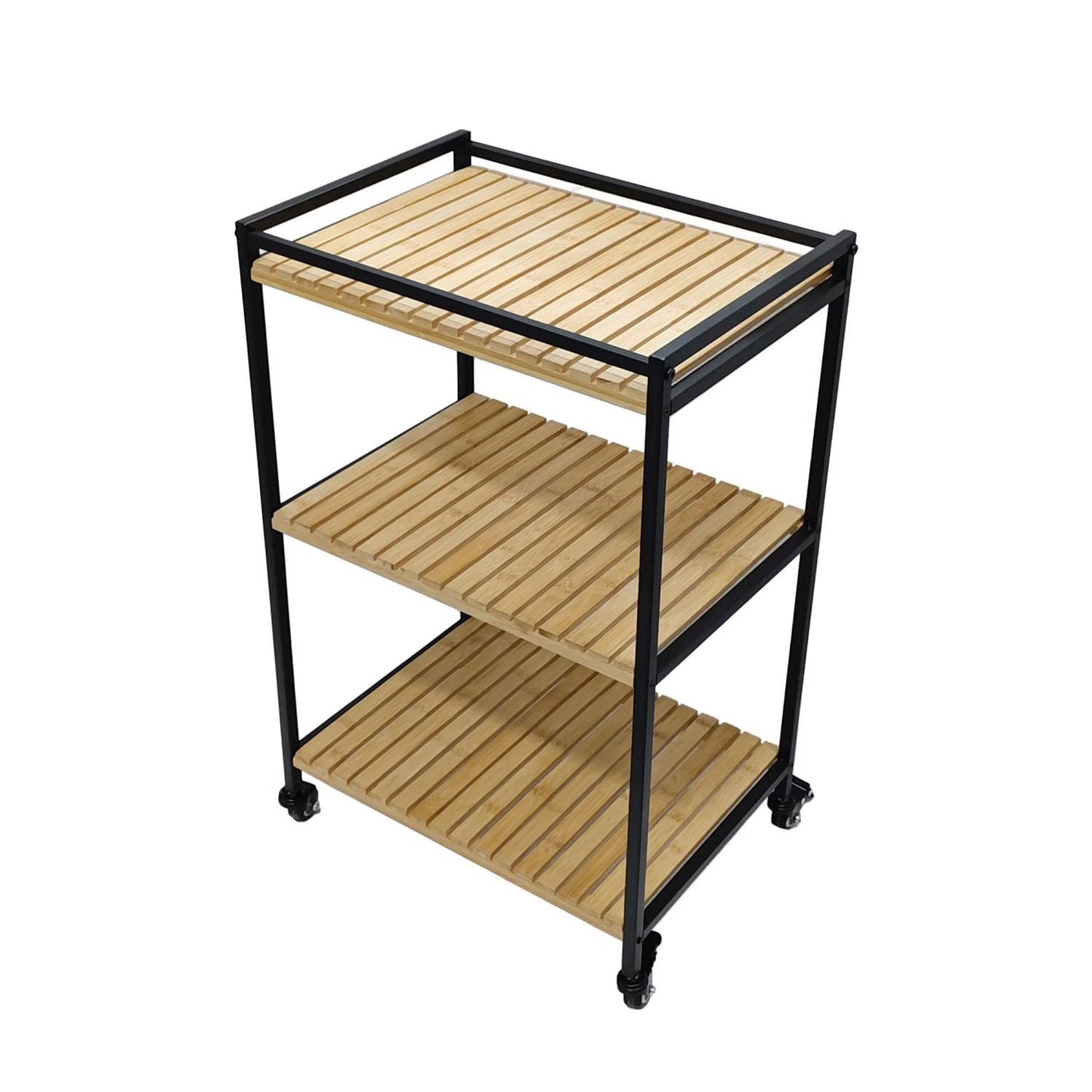 3-Tier Multipurpose Bamboo Trolley, 47x33x77cm, Natural Finish