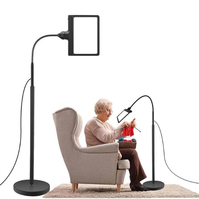 Floor Standing Magnifying Lamp with Page Lens and LED Lighting