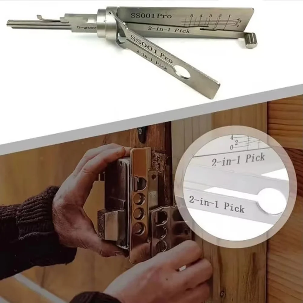 Stainless Steel Key Decoder 2-in-1 Lock Decoding & Picking Tool for Locksmiths
