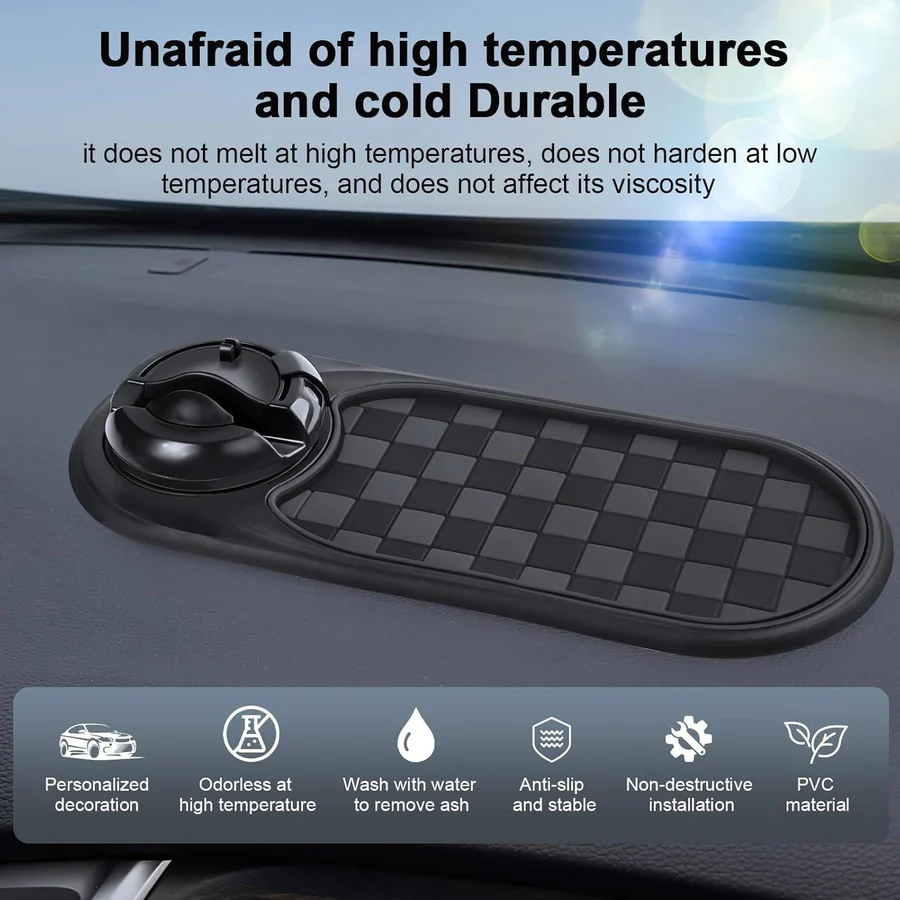 Universal Car Phone Holder with Anti-Slip Dash Mat
