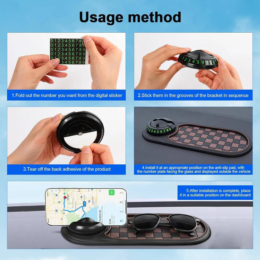 Universal Car Phone Holder with Anti-Slip Dash Mat
