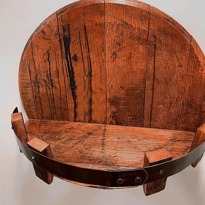 Whiskey Barrel Stave Shelf with Reclaimed Wood Design