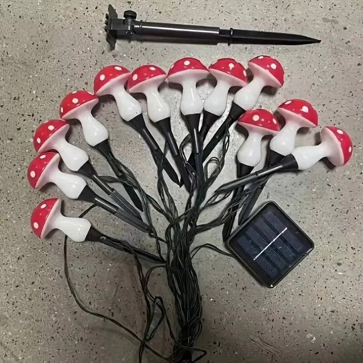 Solar Powered LED Mushroom Garden Lights with Ground Stakes