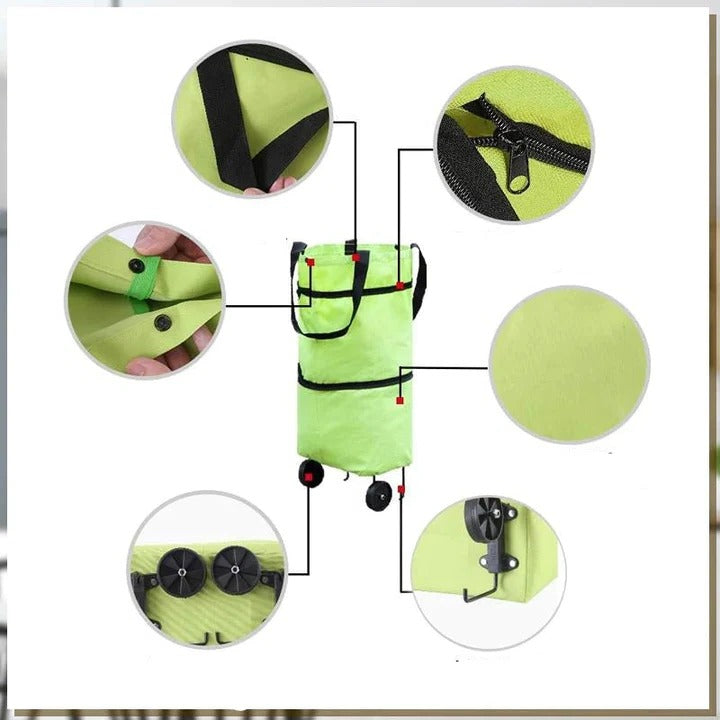 Foldable Rolling Shopping Bag and Utility Tote with Wheels