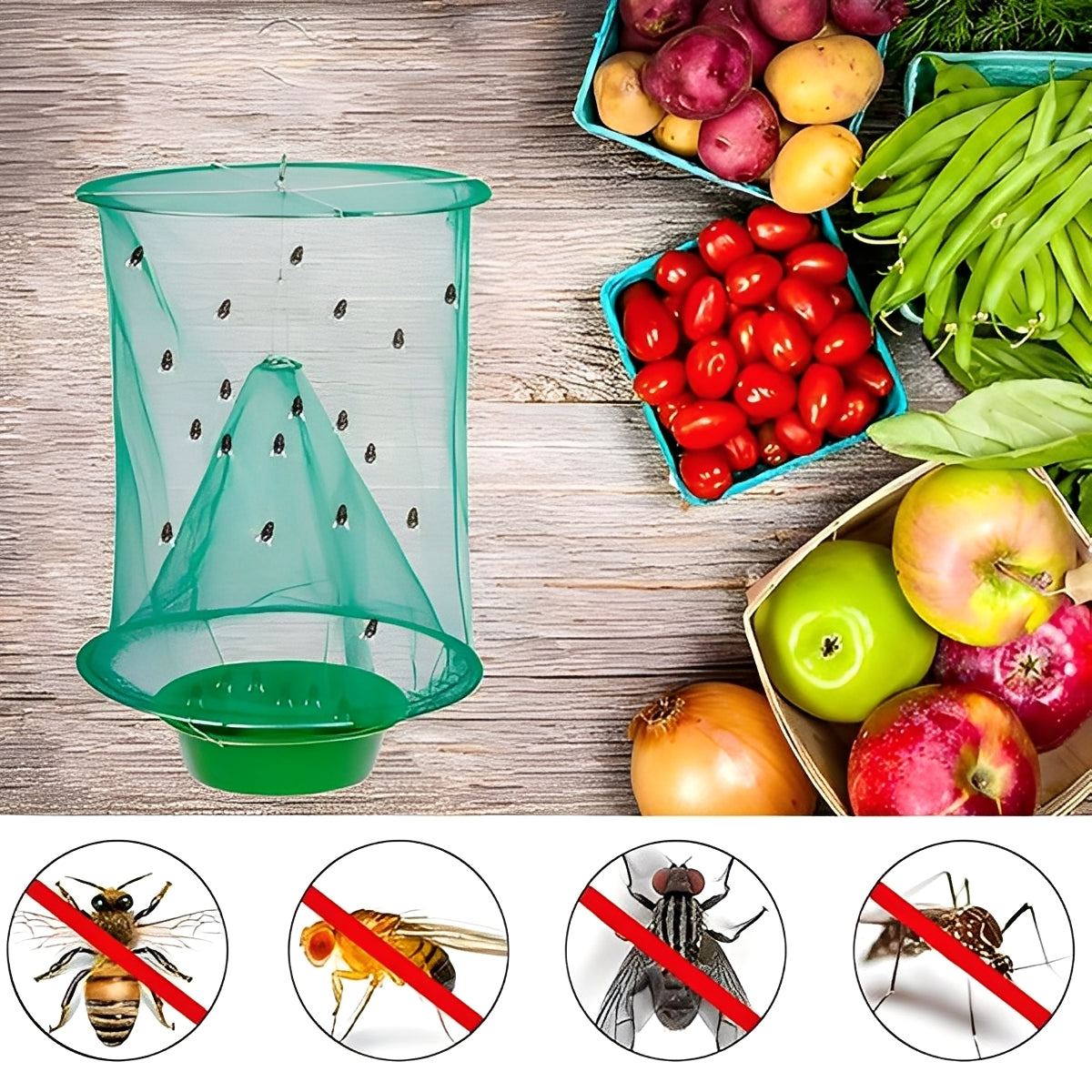 Reusable Outdoor Fly Trap Device with Washable Design