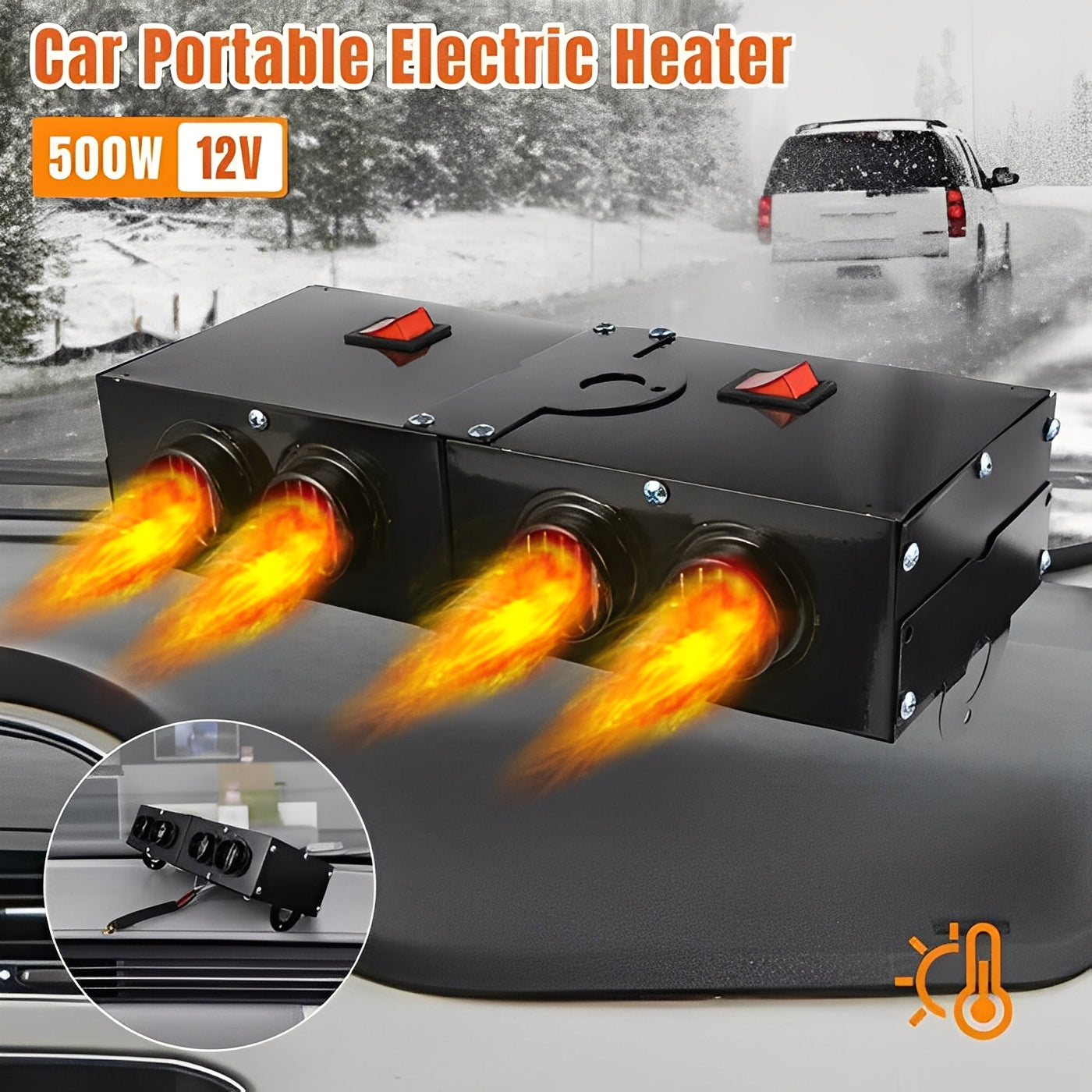 500W Electric Car Heater Fan with Air Outlets