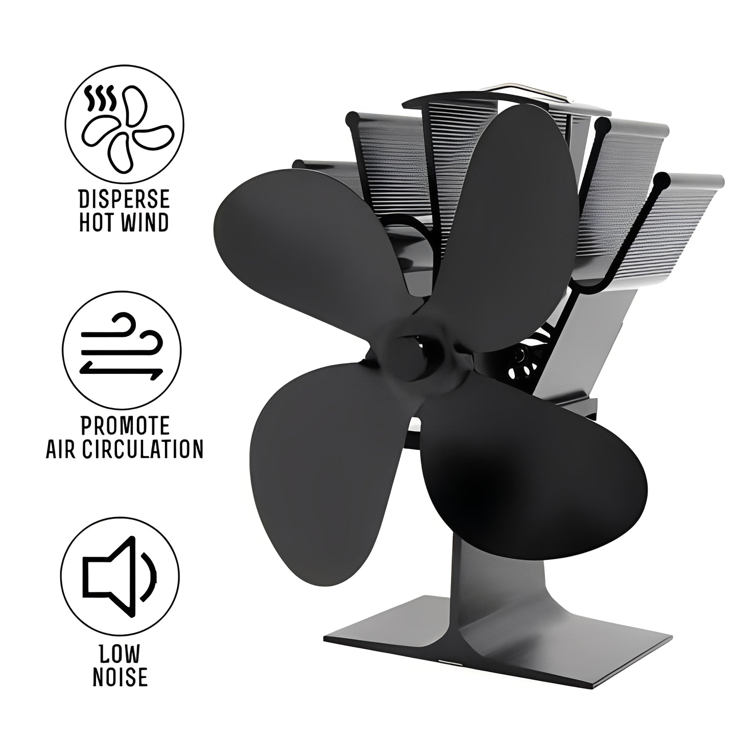 Heat Activated Stove Fan for Fireplace Heat Distribution
