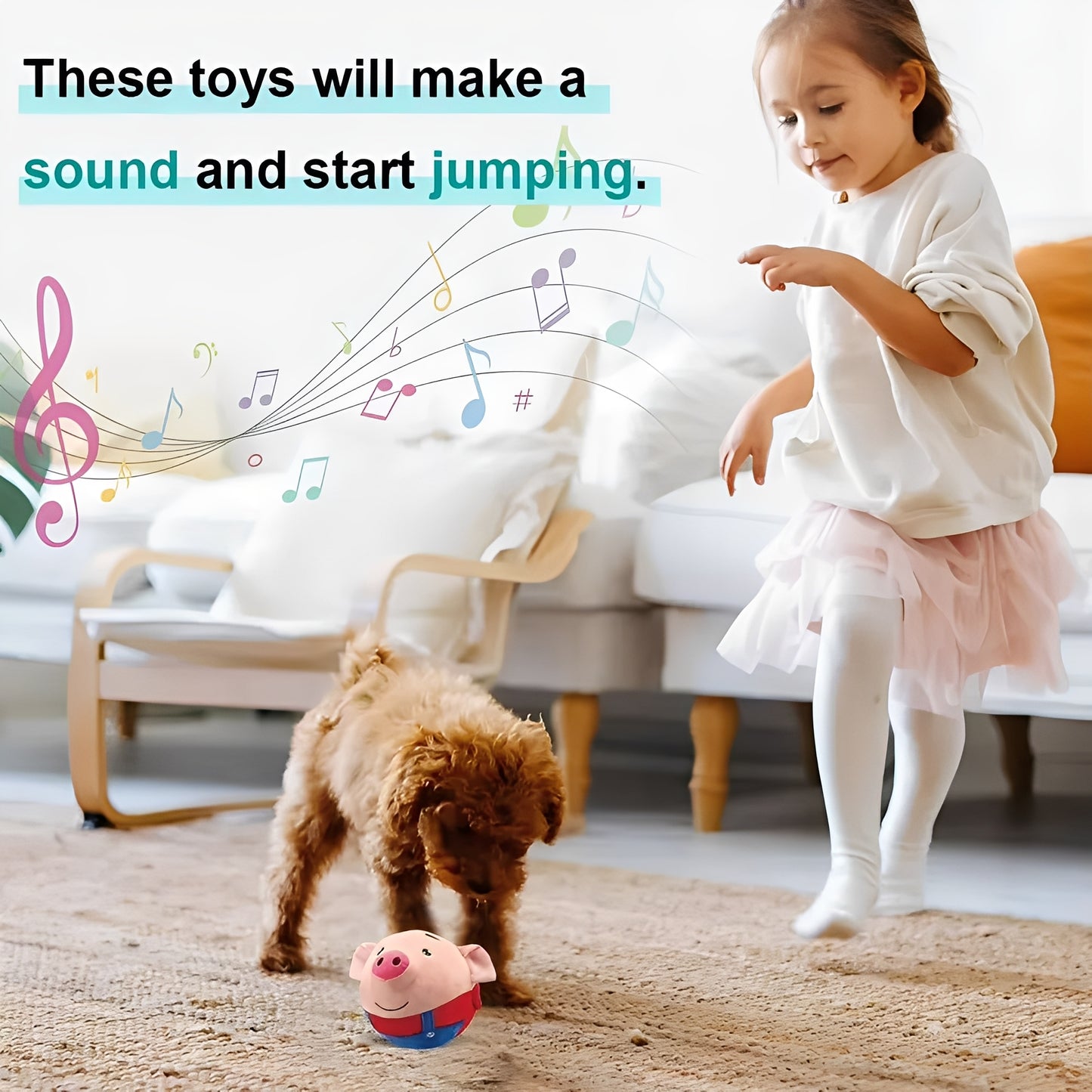 Dog Toy Ball with Touch Activated Music and Motion