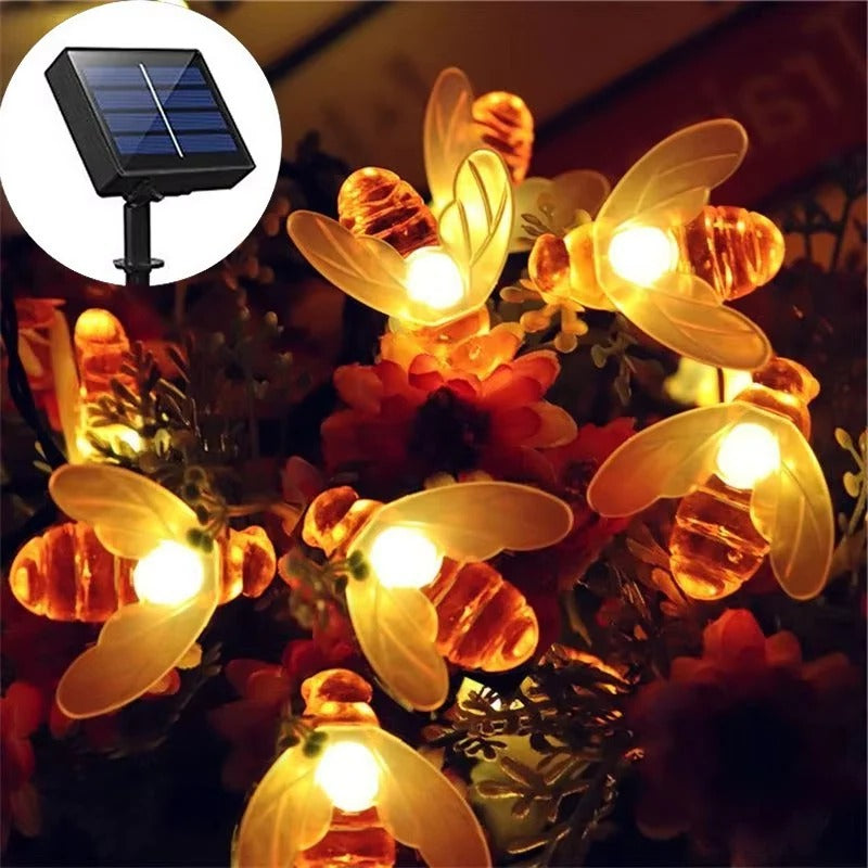 Bee Shaped Solar LED String Lights for Patio, Garden, and Yard