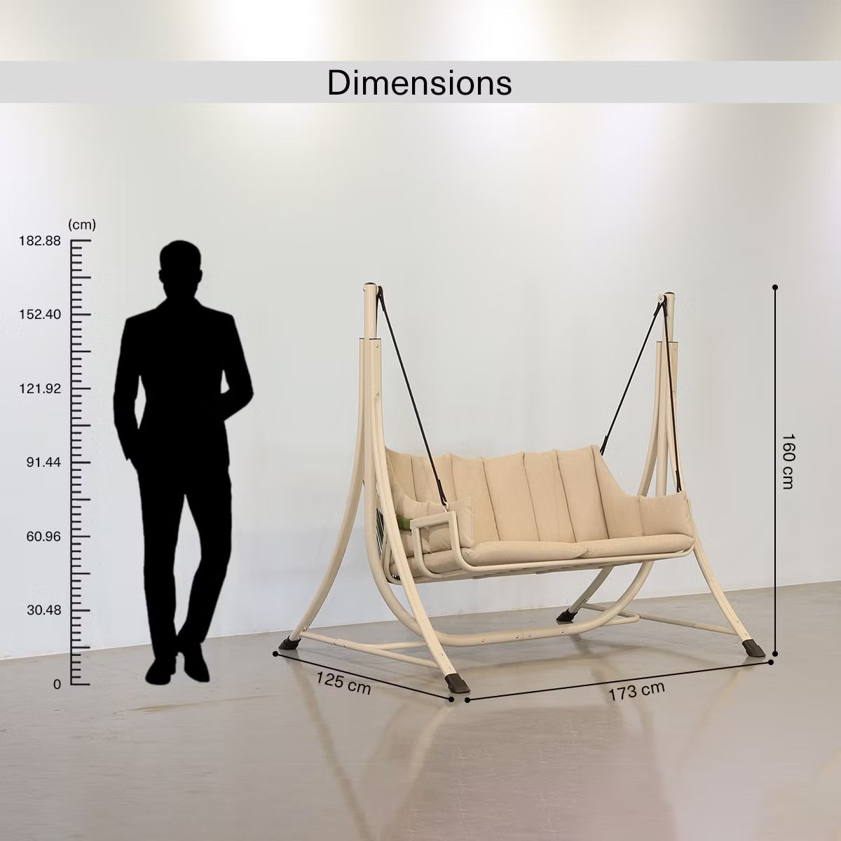 Lunara Beige 2-Seater Outdoor Swing with Soft Cushioning