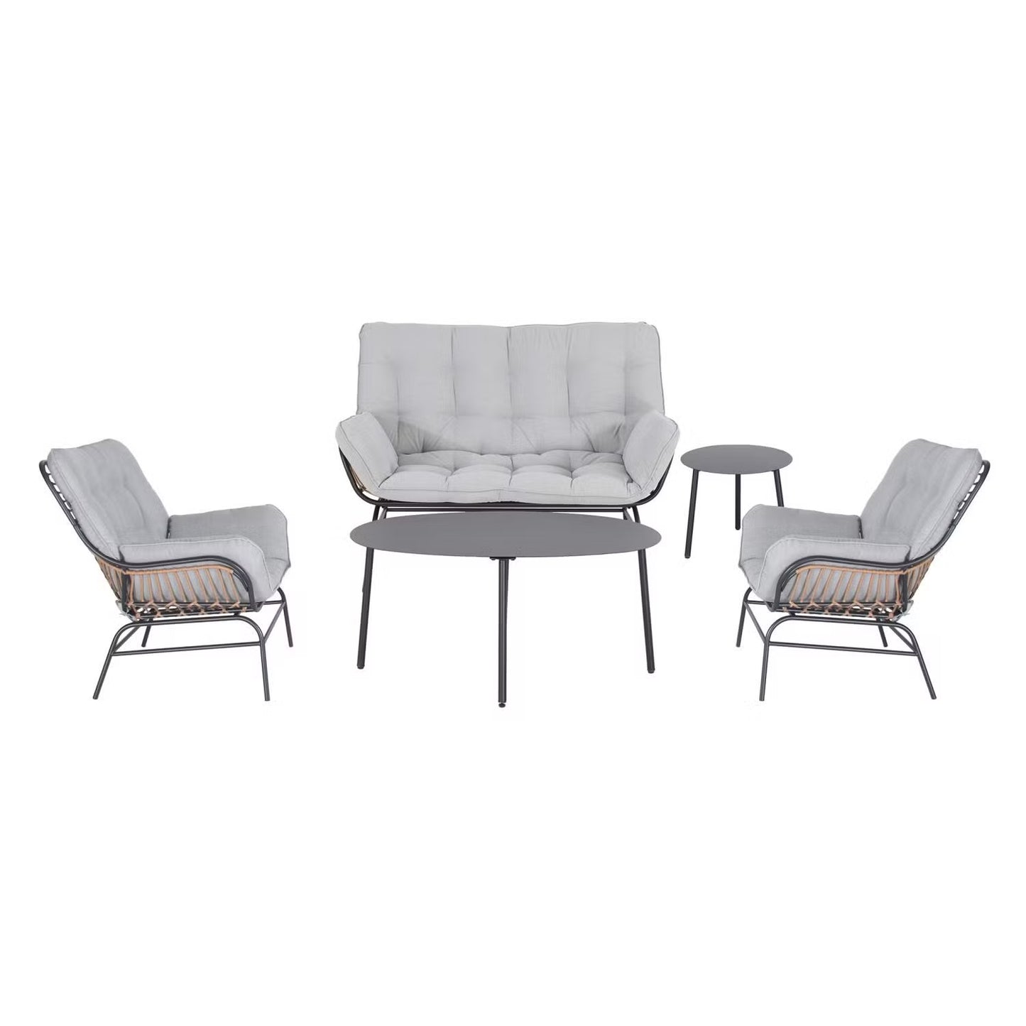 Sorella 4-Seater Outdoor Sofa Set in Grey with Coffee Table & End Table