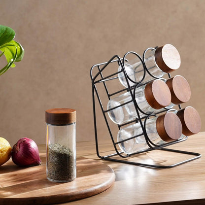 Virella 6 Piece Jar Set for Spices with Slanting Stand
