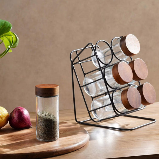 Virella 6 Piece Jar Set for Spices with Slanting Stand