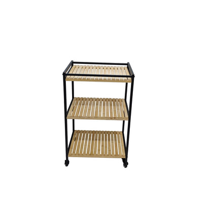 3-Tier Multipurpose Bamboo Trolley, 47x33x77cm, Natural Finish