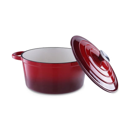 Enameled Cast Iron Cooking Pot 2L, Ombre Red