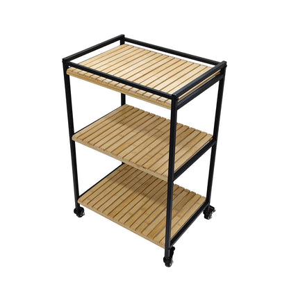 3-Tier Multipurpose Bamboo Trolley, 47x33x77cm, Natural Finish