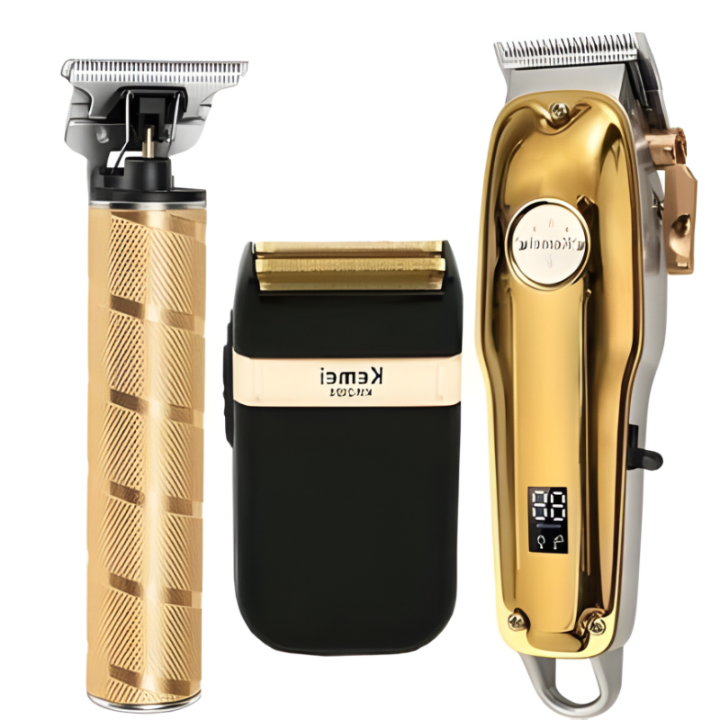 Gold Hair Clipper 7 Piece Set for Men with Adjustable Blades