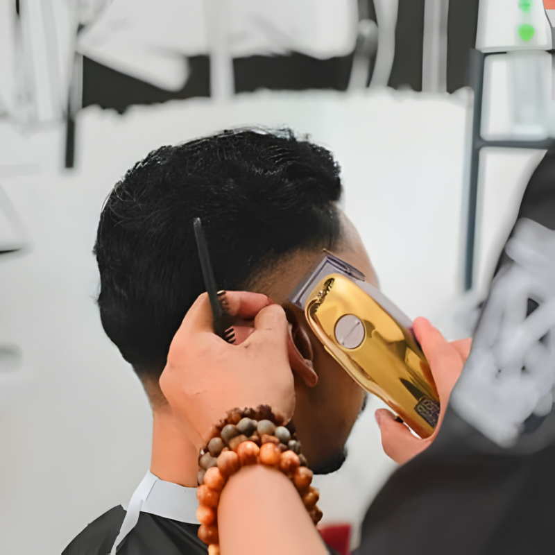 Gold Hair Clipper 7 Piece Set for Men with Adjustable Blades