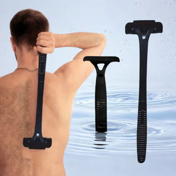 Dual Blade Back Shaver for Men, Manual Groomer with Folding Handle