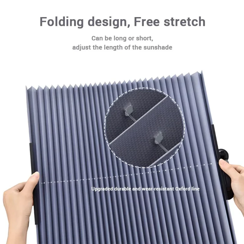 Retractable Car Windshield Sunshade Curtain Set for Front and Rear Windshields