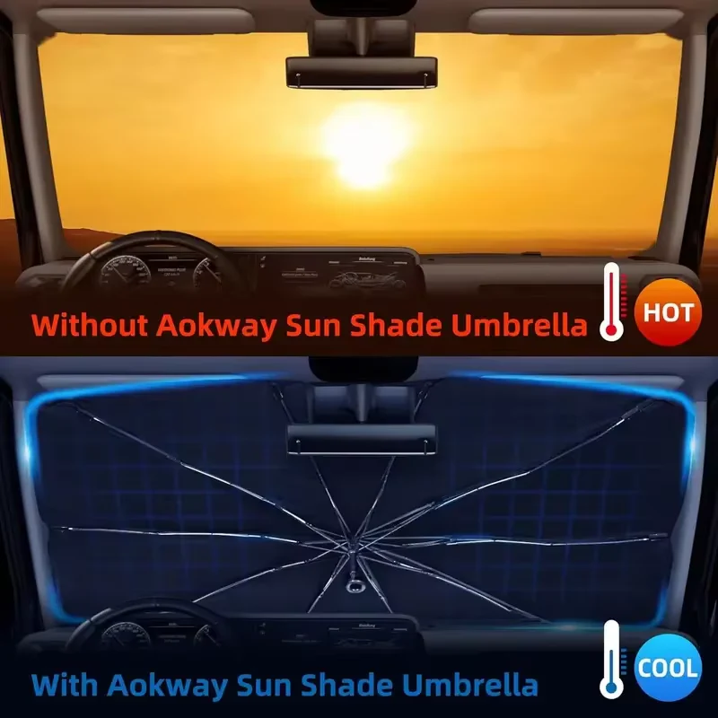 Windshield Sun Shade, Umbrella Foldable UV Blocking Car Sunshade