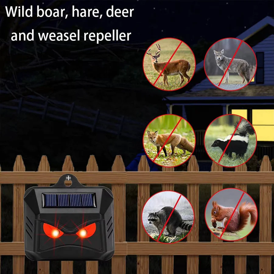 Solar Powered Ultrasonic Animal Repellent, Set of 2