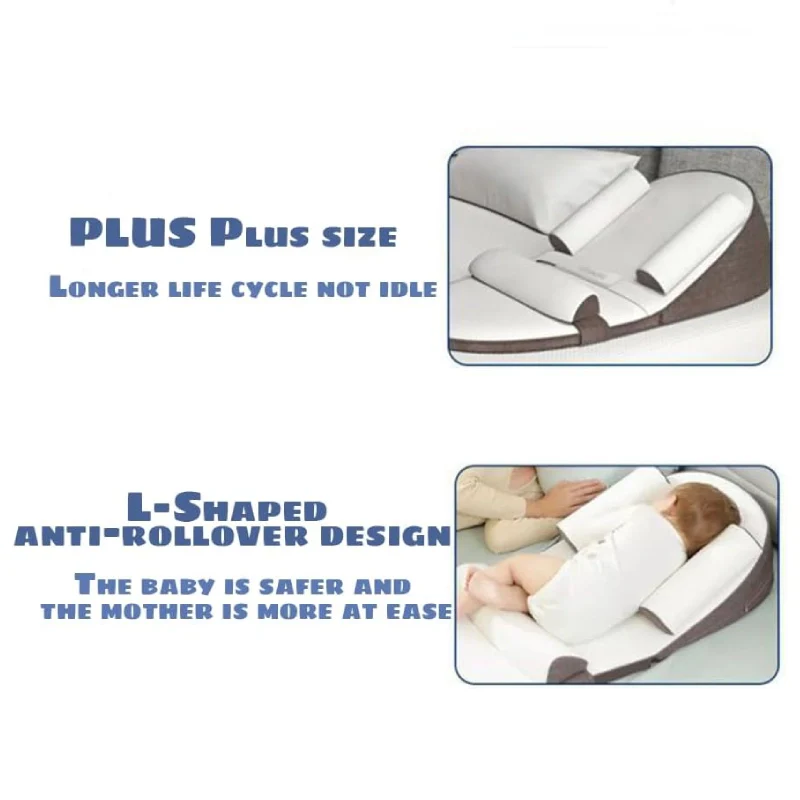 Baby Wedge Side Sleeping Pillow Bed, Reflux Anti Roll Newborn Bed