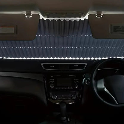 Retractable Car Windshield Sunshade Curtain Set for Front and Rear Windshields