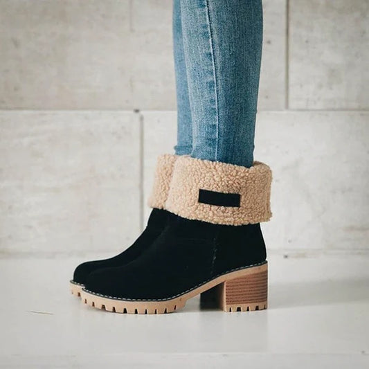 Women's Block Heel Snow Boots, Warm and Stylish Boots