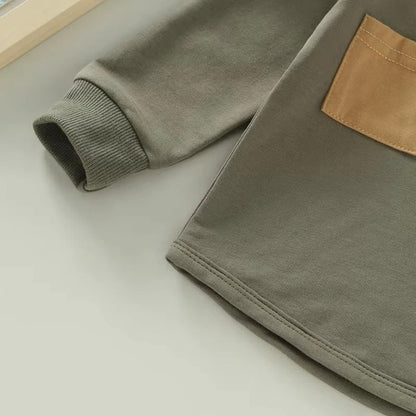 Toddler Boys Fall Outfit Pullover and Striped Pants, Set of 2