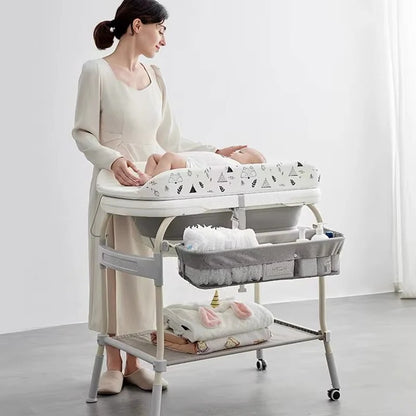 Foldable Baby Changing Table with Adjustable Height & Built-In Bath