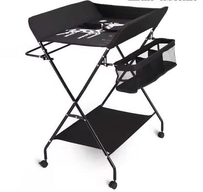 Foldable Baby Changing Table with Adjustable Height & Built-In Bath