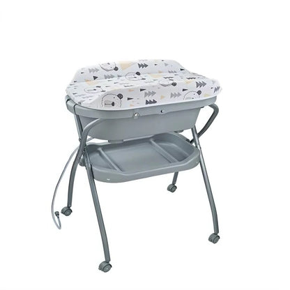Foldable Baby Changing Table with Adjustable Height & Built-In Bath