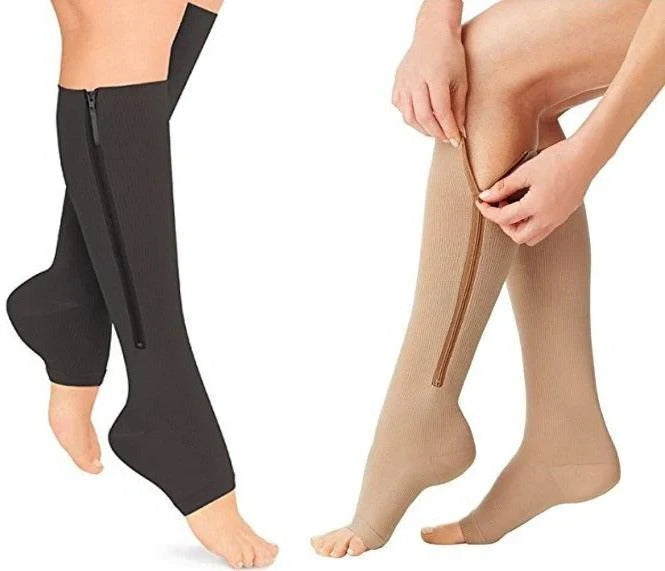 Easy-Wear Zipper Compression Socks – Firm 20-30 mmHg Support