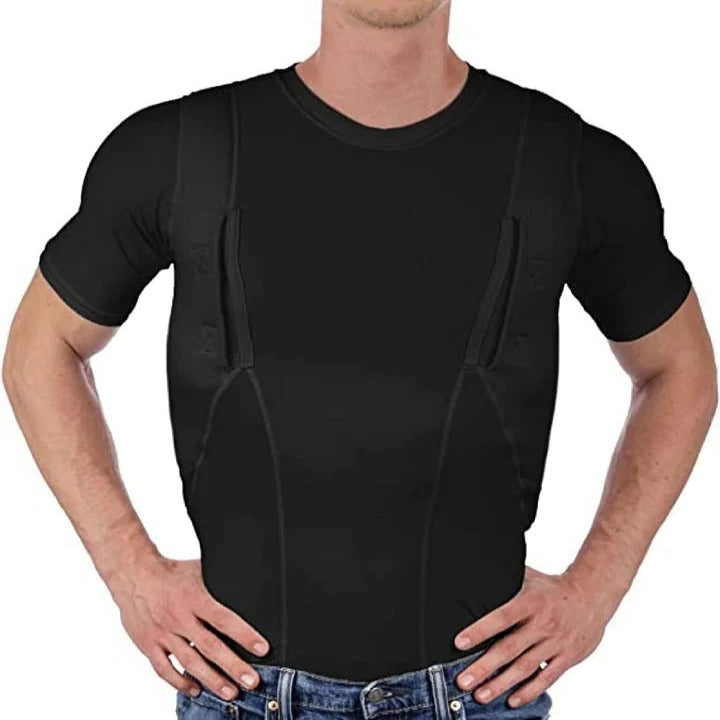 Unisex Concealed Carry Holster T-Shirt with Hidden Pockets