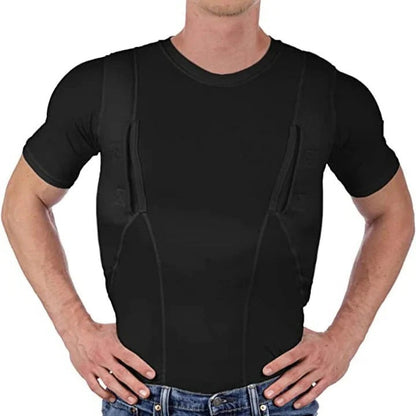 Unisex Concealed Carry Holster T-Shirt with Hidden Pockets