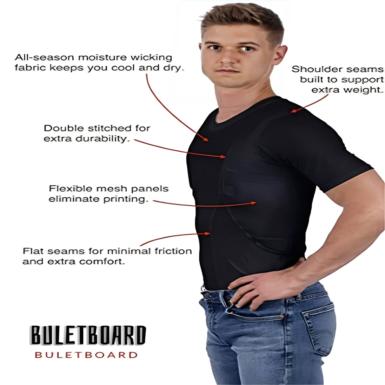 Unisex Concealed Carry Holster T-Shirt with Hidden Pockets
