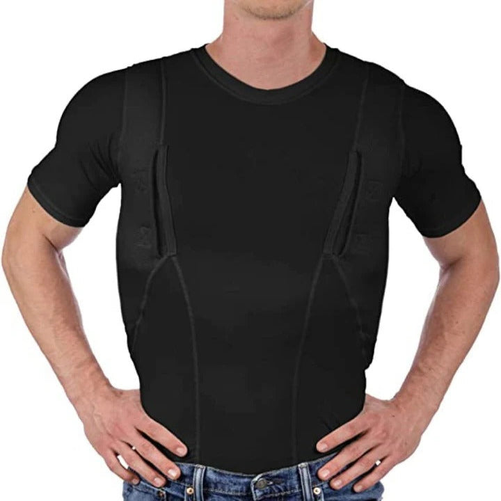 Unisex Concealed Carry Holster T-Shirt with Hidden Pockets