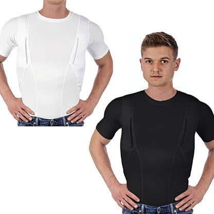 Unisex Concealed Carry Holster T-Shirt with Hidden Pockets