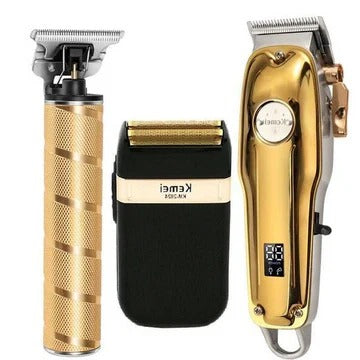 Gold Hair Clipper Set of 7 for Men – Adjustable Blades