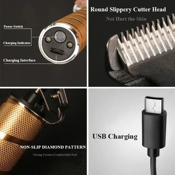 Gold Hair Clipper Set of 7 for Men – Adjustable Blades