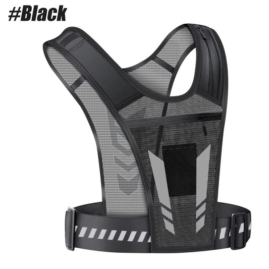 Adjustable Reflective Running Vest with Secure Phone Pocket