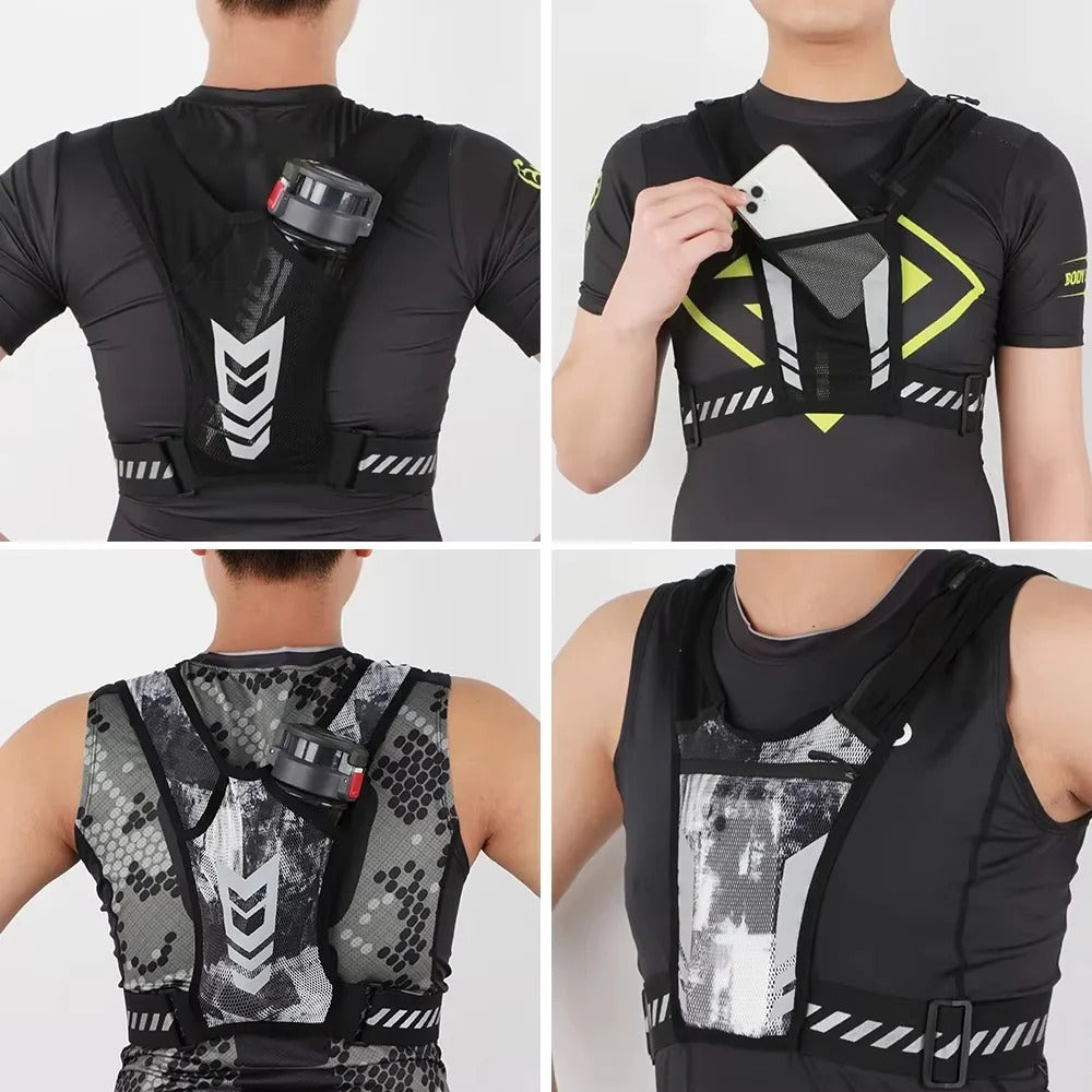 Adjustable Reflective Running Vest with Secure Phone Pocket