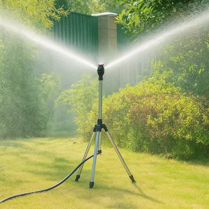 Adjustable Rotating Tripod Sprinkler with High Pressure Water Flow