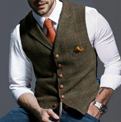 Classic Slim Fit Mens Suit Vest with Six Button Closure