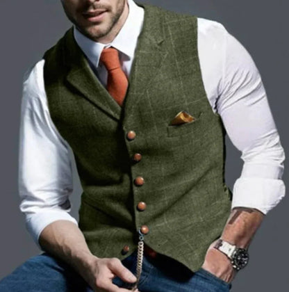 Classic Slim Fit Mens Suit Vest with Six Button Closure