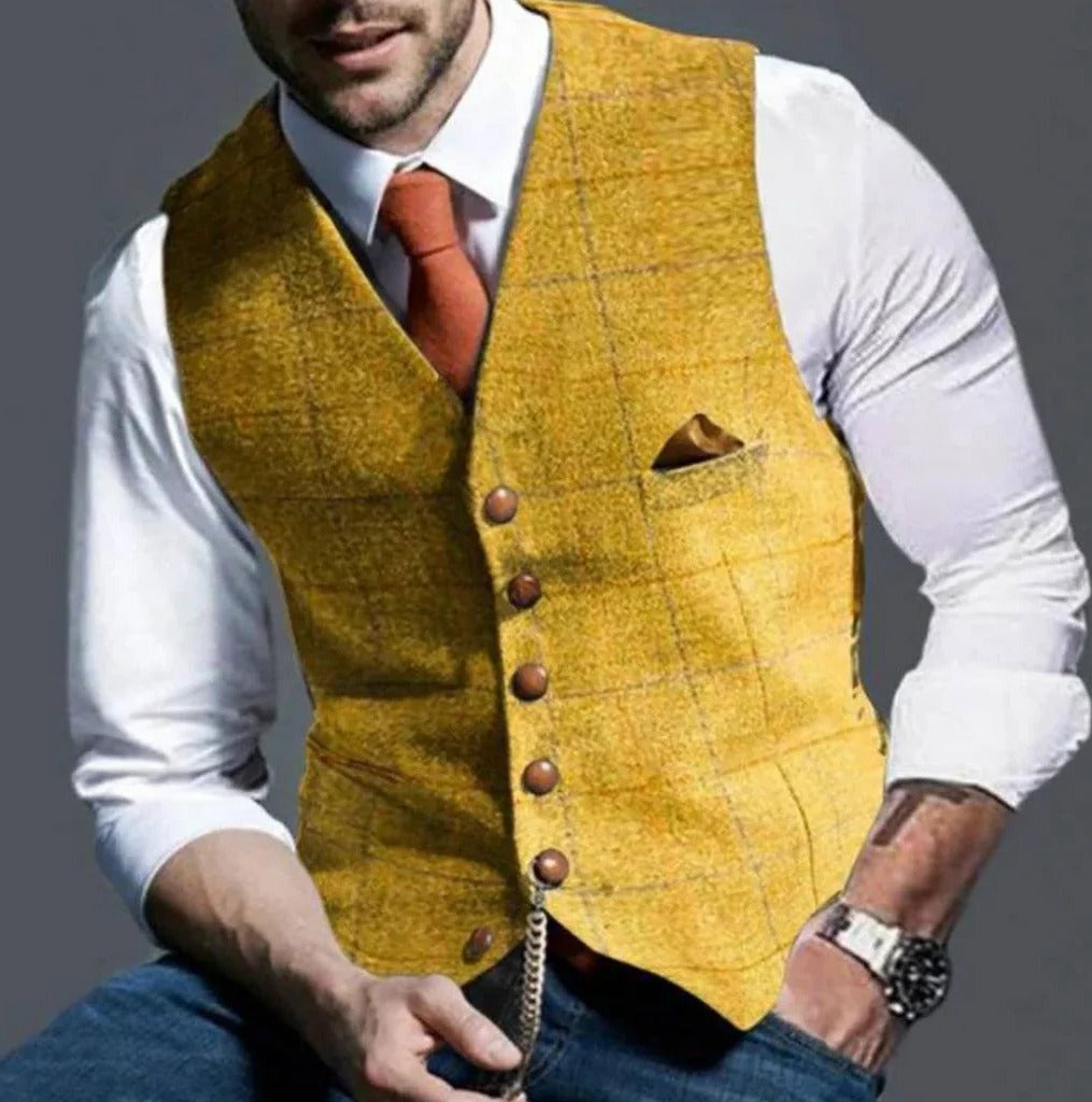 Classic Slim Fit Mens Suit Vest with Six Button Closure